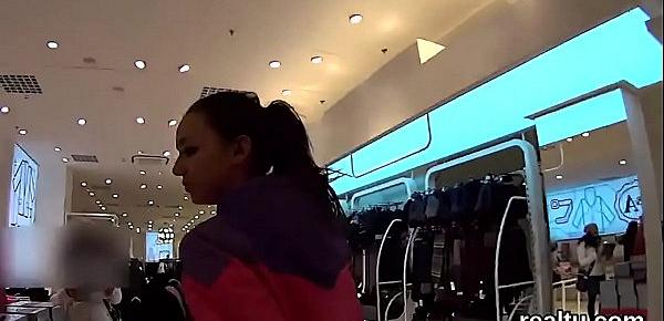  Beautiful czech teen is teased in the shopping centre and rode in pov